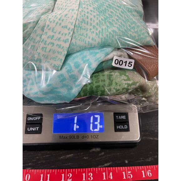 Chico’s Dress Sz 2 Tunic Sz 3 Set Faux leather halter Maxi Ombré Aqua Grey Brown - Picture 16 of 16